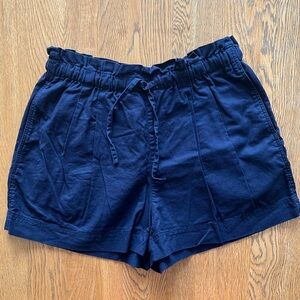 Paper bag waist linen blend navy shorts - L